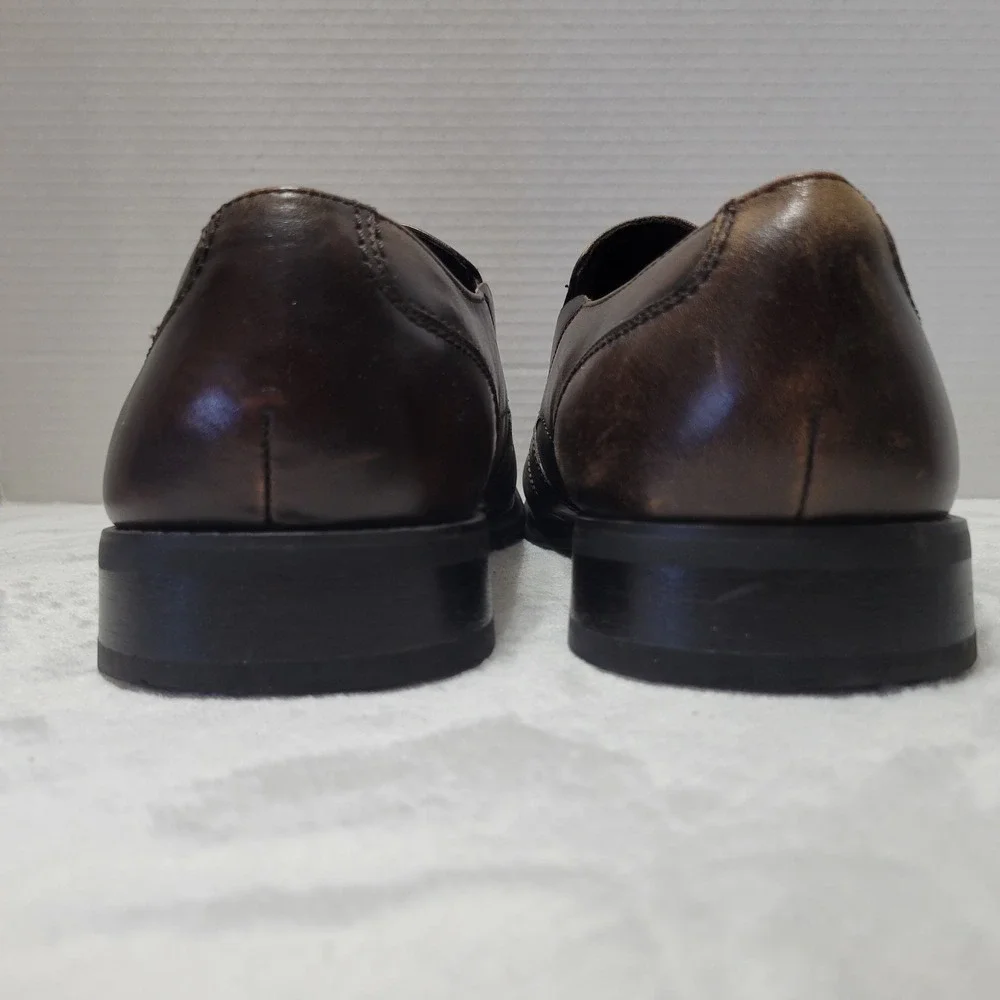 Natha Studio Mens Brown Leather Dress Shoes Loafer Slip On Style 27504 Size 11.5